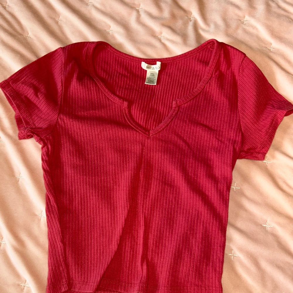Red ribbed crop top